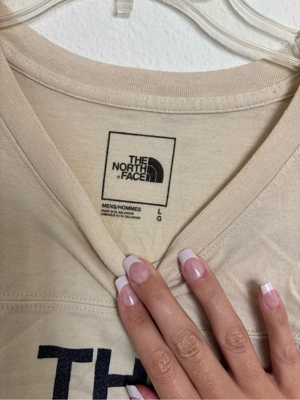 The North Face Men's Cream Tee with Navy Logo - Picture 2 of 3